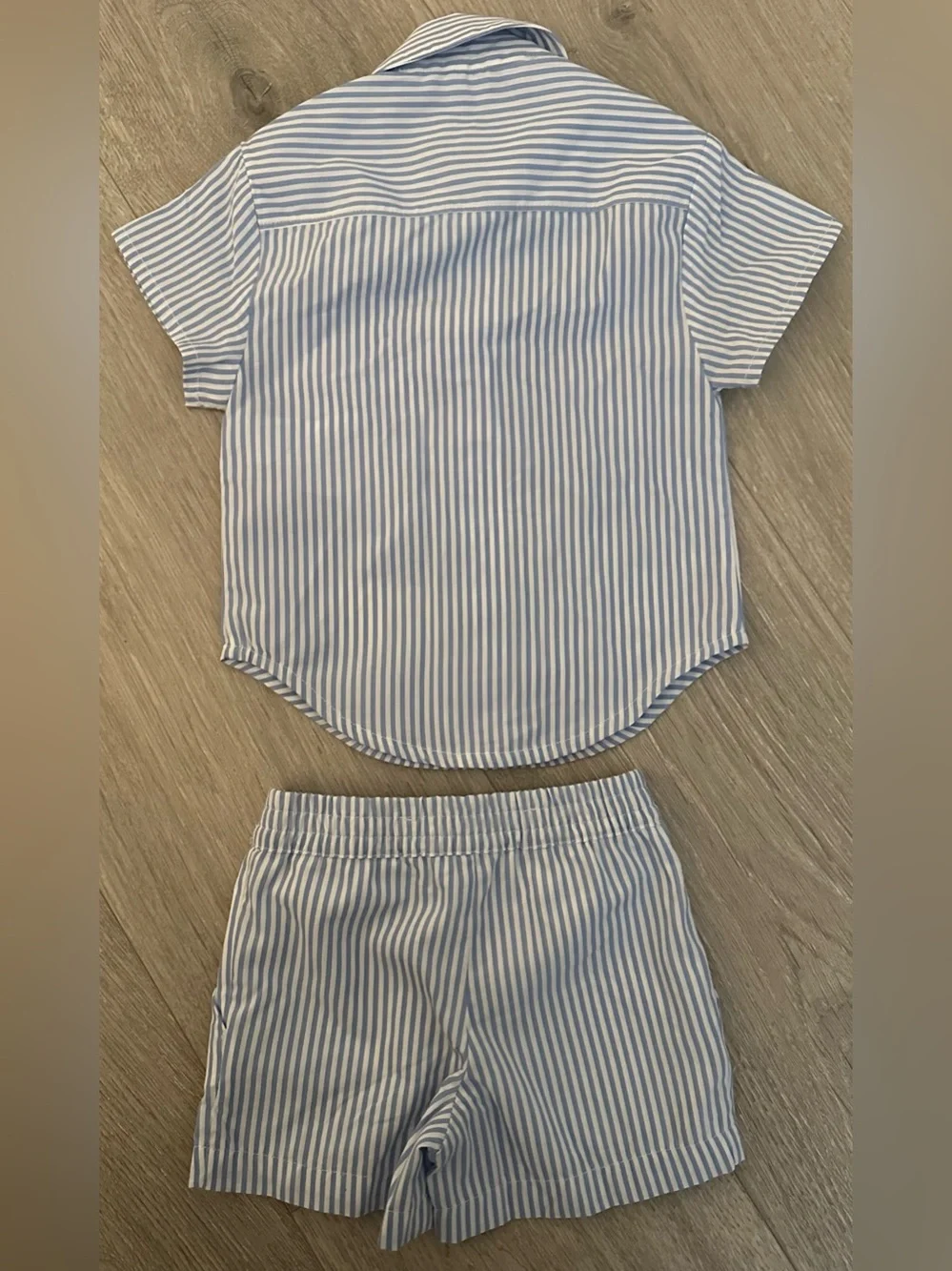 NWOT Hill House Baby Beau Shirt & Leo Shorts Set - Blue/White Stripe - 6-12M